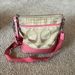 Coach Tan and Pink Crossbody Bag
